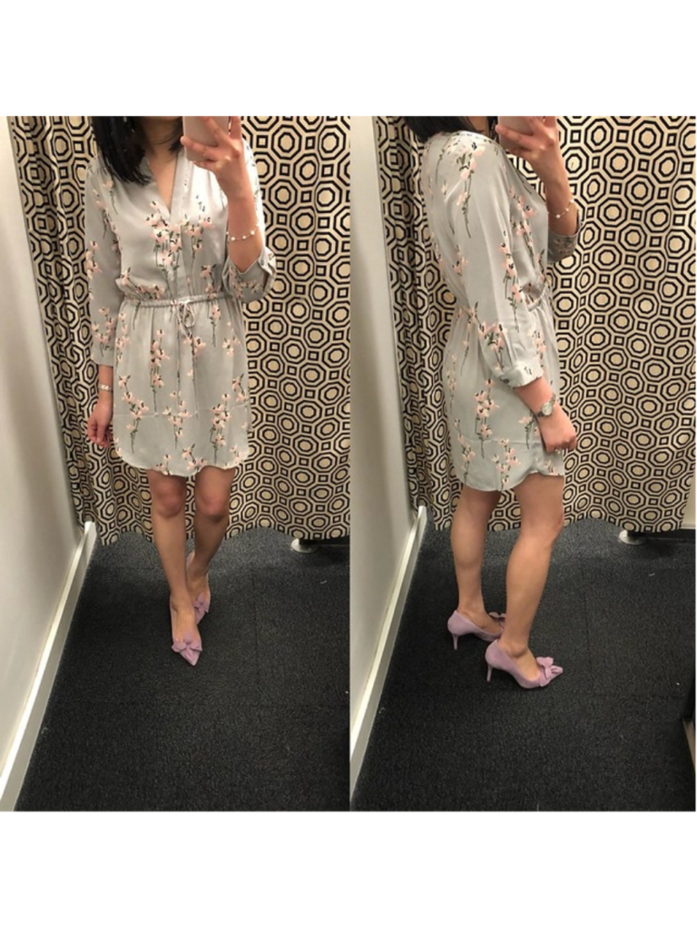 LOFT Outlet Floral Print Shirttail Hem Dress Size S (20” PTP)